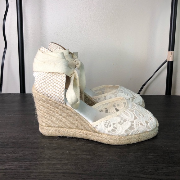 Soludos Shoes - Soludos White Espadrille Lace Wedges Sz 6